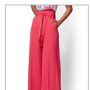 NWT NY&C Fuchsia Palazzo Pants with tassel tie